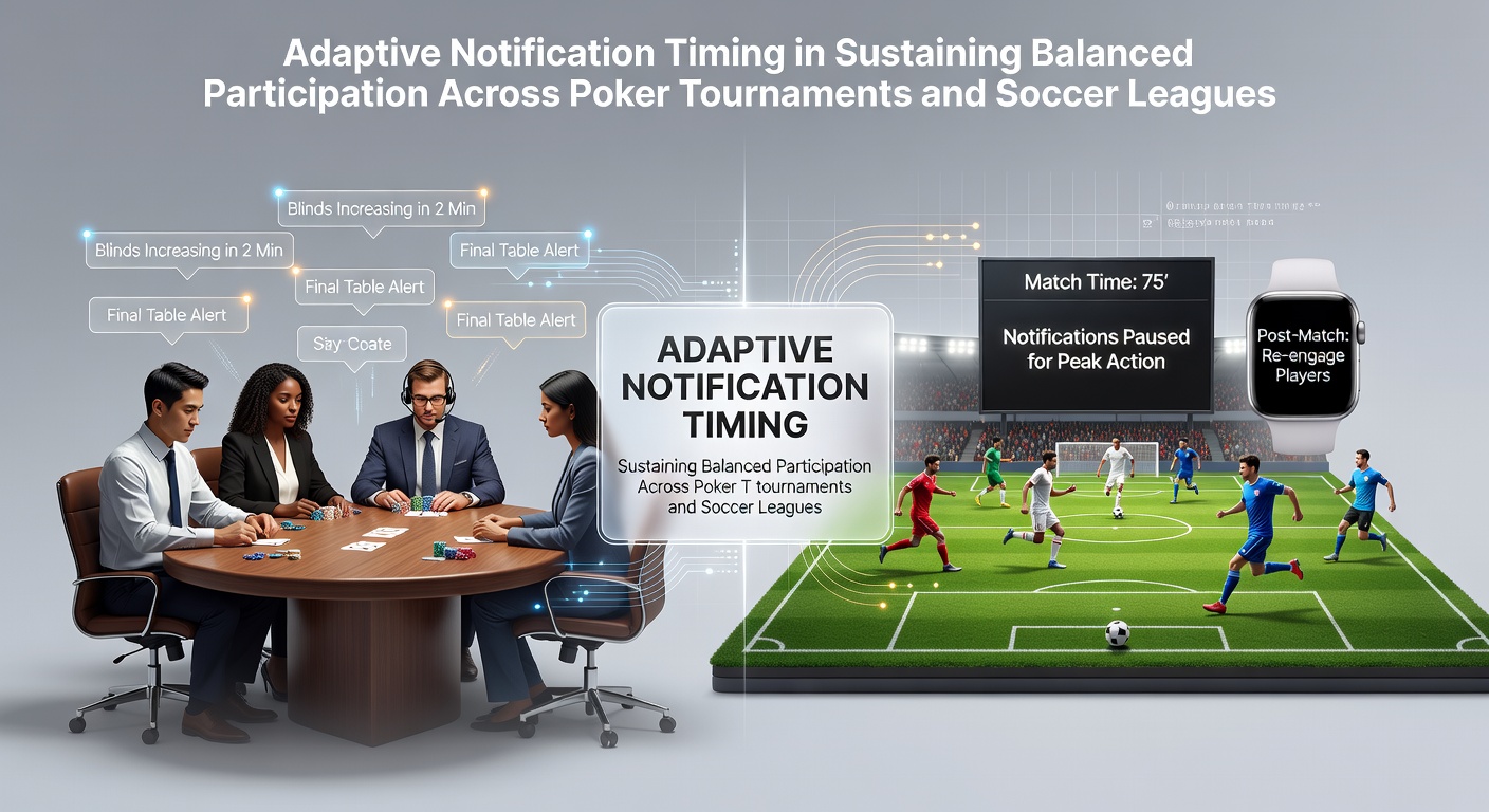 Visualisatie van adaptieve notificaties die spelers in poker en voetbal betrekken zonder overbelasting