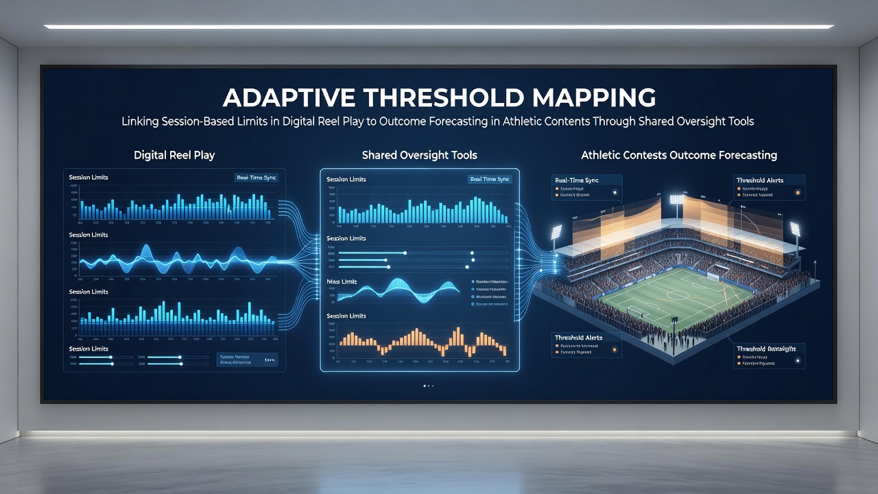 Illustratie van adaptieve drempelmapping die digitale reel sessies koppelt aan sportvoorspellingen
