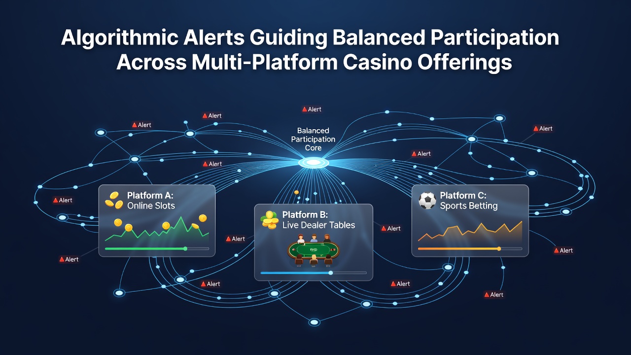 Visualisatie van algoritmische waarschuwingssystemen die deelname over meerdere casino-platforms in balans houden