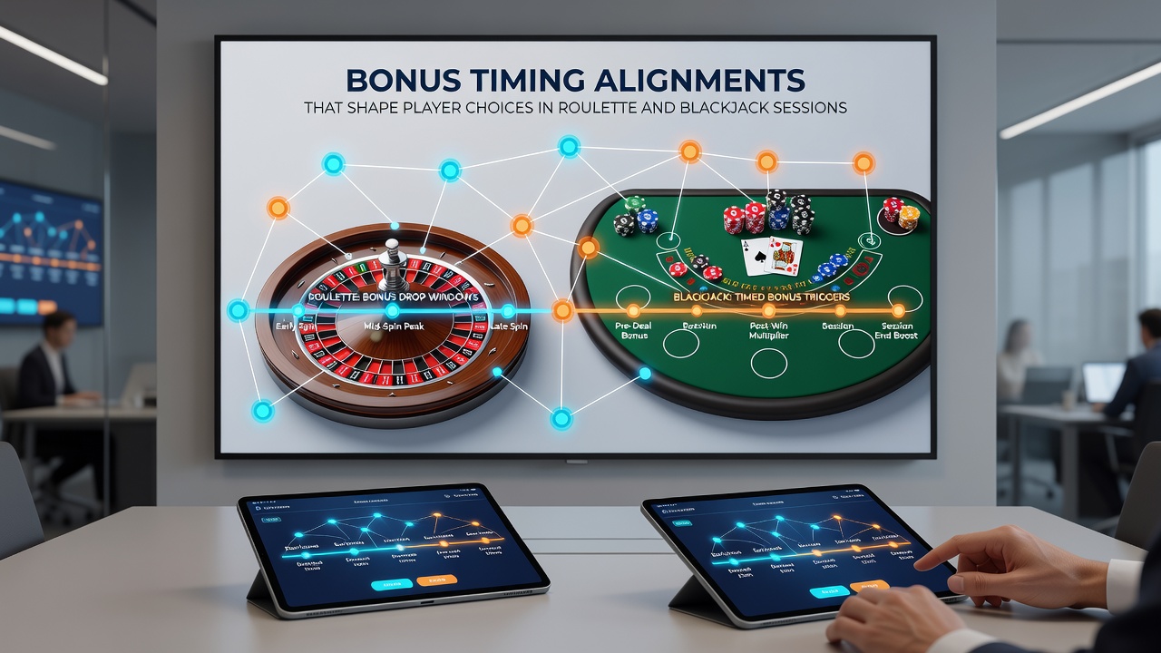 Grafiek die bonus timing alignments weergeeft tijdens blackjack en roulette sessies