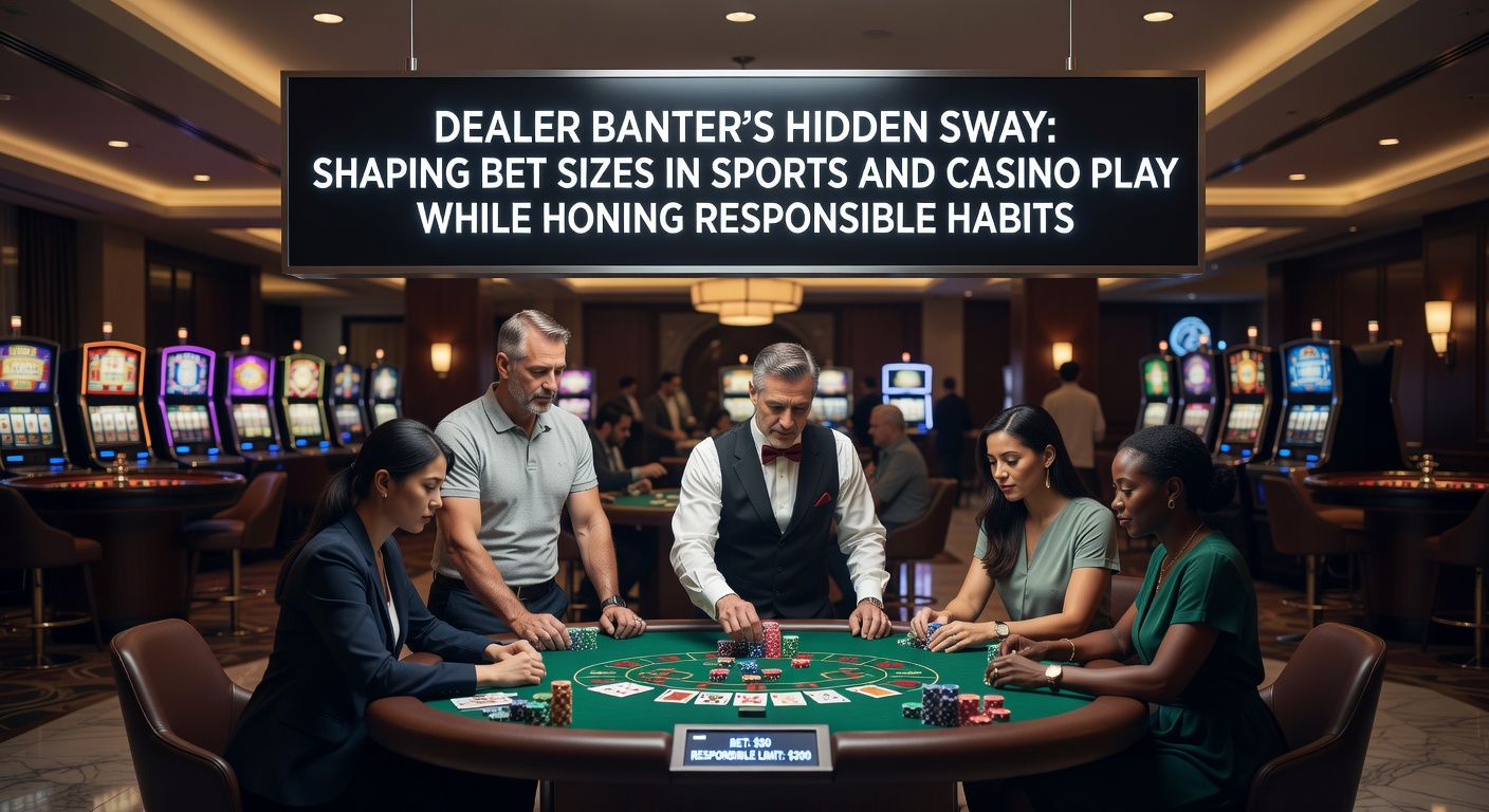 Dealer en speler in levendig gesprek aan een live blackjacktafel, met kaarten en fiches zichtbaar