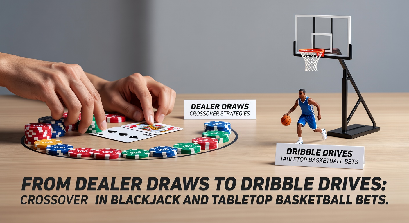 Grafiek met overlappende grafieken van blackjack house edge en basketbal drive succespercentages, illustrerend crossover data
