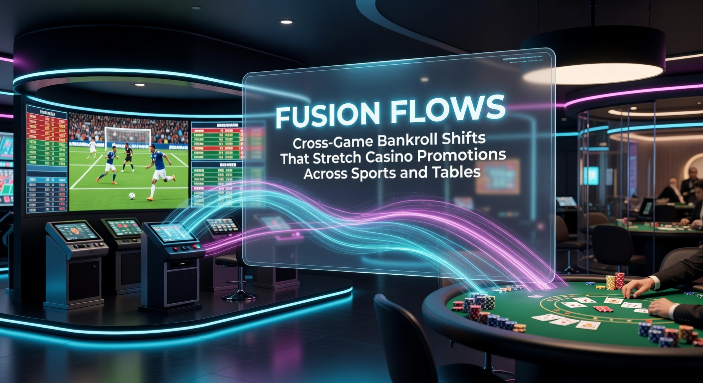 Grafiek die bankroll-verschuivingen illustreert tussen sportweddenschappen, slots en tafelspellen, met pijlen die promotie-waarden tonen die zich uitstrekken over meerdere categorieën