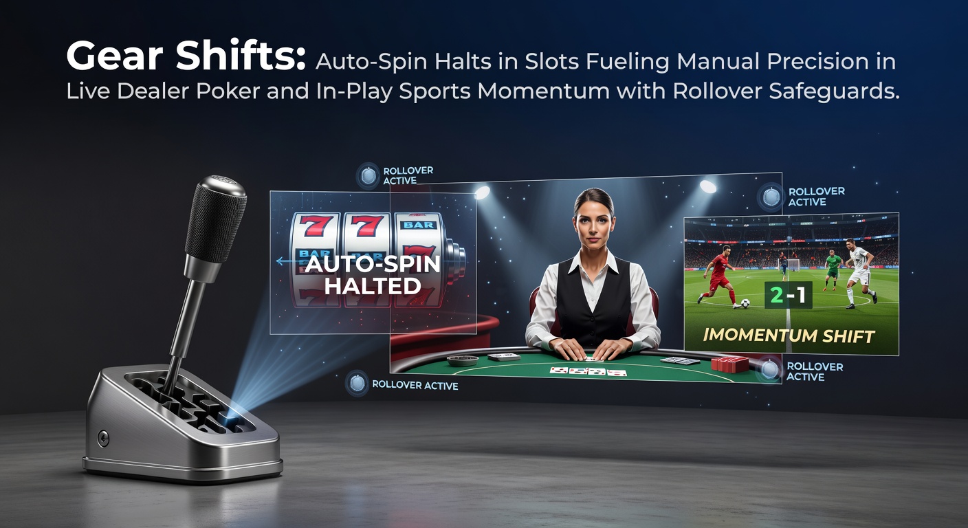 Een speler die pauzeert bij een slotmachine, symboliserend de shift van auto-spin naar manuele controle in online gokken