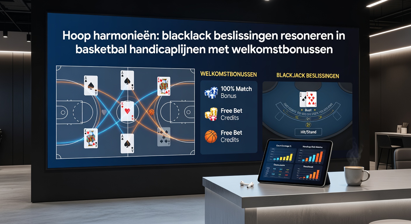 Basketbalspelers in actie met overlay van blackjack kaarten en handicap odds plus bonus iconen