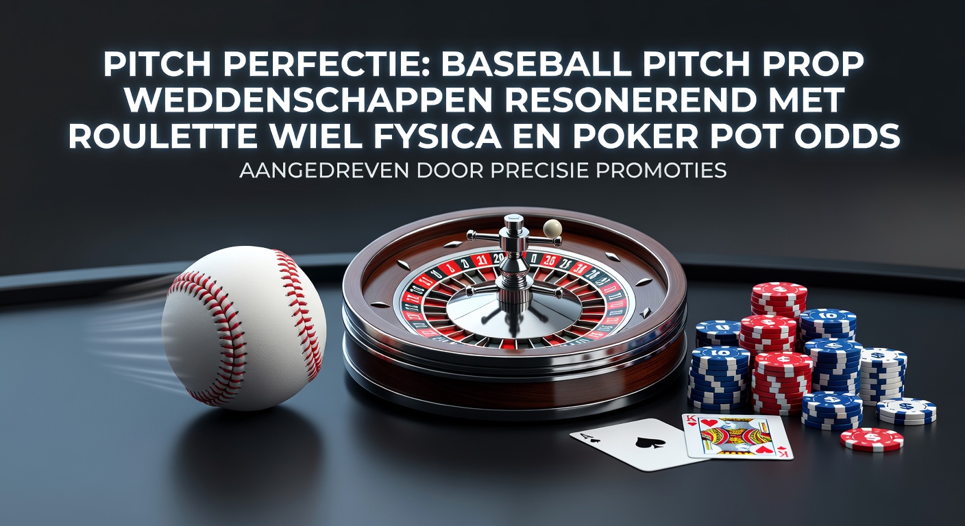 Een baseball pitcher gooit een perfecte worp terwijl een roulette wiel draait en poker chips op een tafel liggen, symboliserend de fusie van precisie weddenschappen