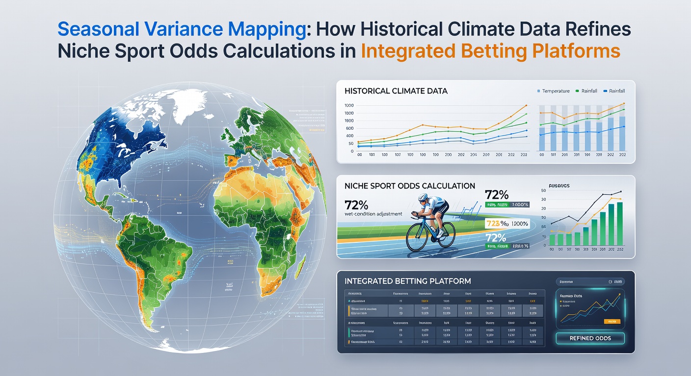 Visuele weergave van seizoensvariatie mapping met klimaatdata lagen voor niche sporten